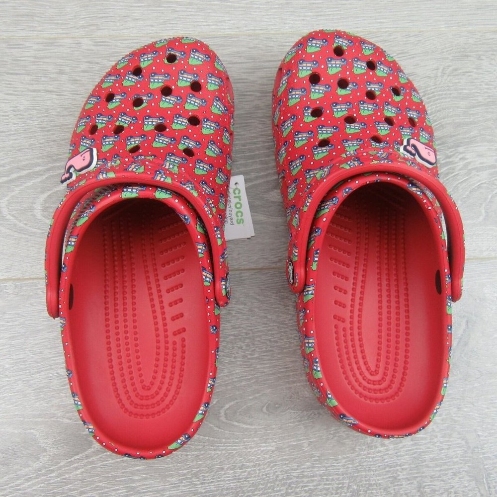 Crocs Vineyard Vines Christmas Holiday Red Classic Clog Size M5/W7 NEW - Picture 8 of 12